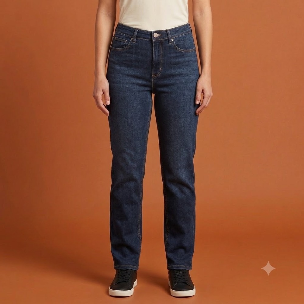 J. Jill High-Rise Straight Leg Denim Jeans Women's 6R Dark Wash Blue EUC
